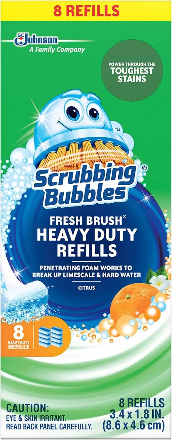 

Heavy Duty Toilet Bowl Cleaner Refills, Citrus Scent, Removes Limescale & Odors, 8 Count Pack