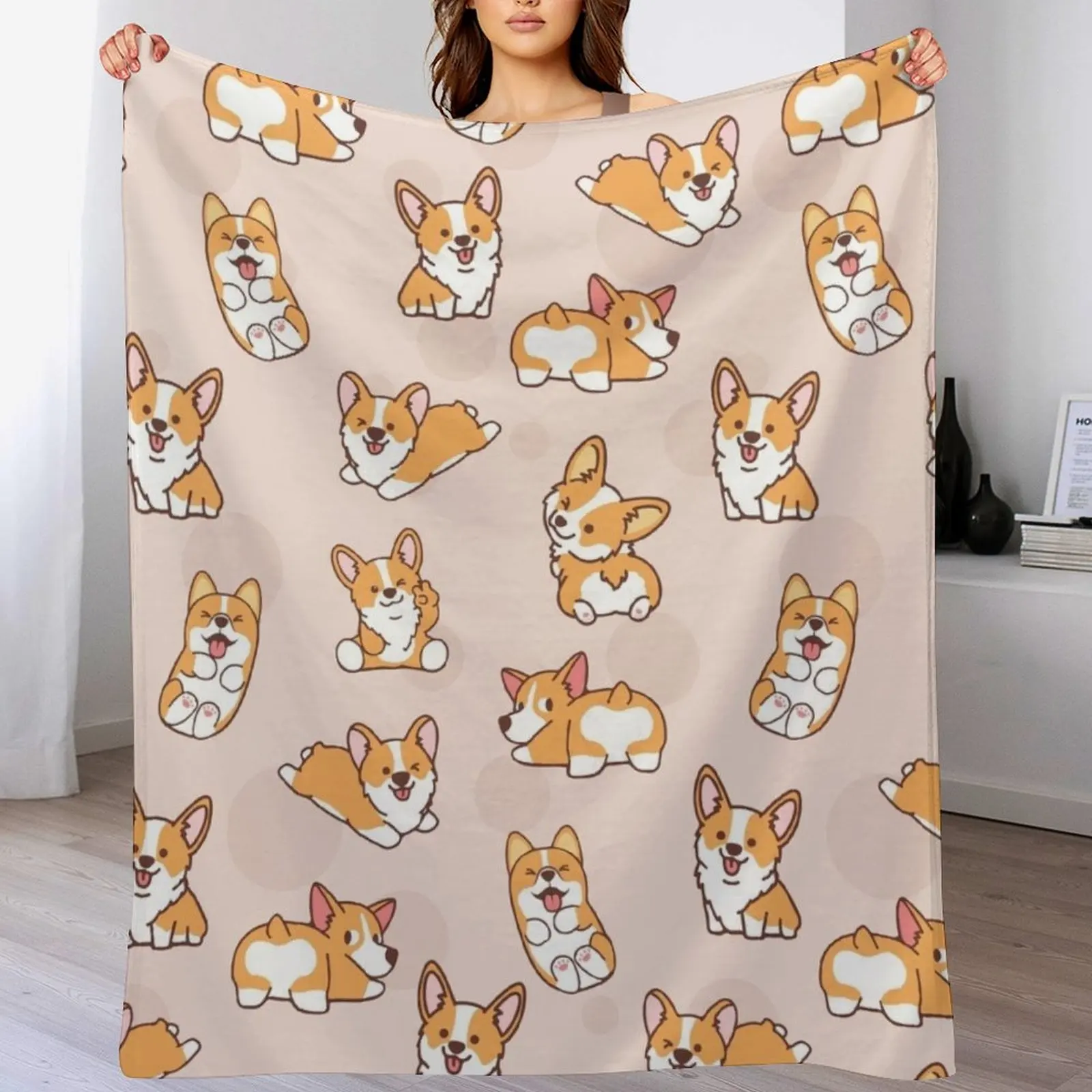 

Corgi Puppy Fun Throw Blanket Outdoor Soft Blanket for Picnic Beach Camping