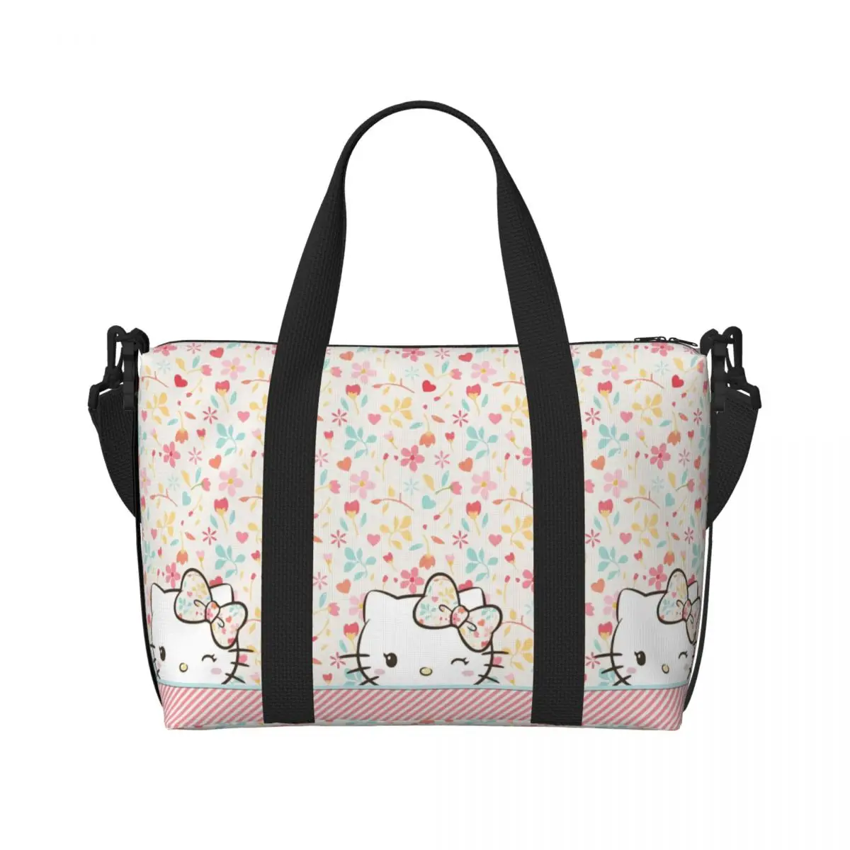 

Custom Cat-Cartoon Beach Tote Bag for Women Extra Large Gym Carry On Anime Cartoon Travel Shopping Bags