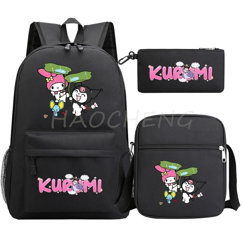 素敵なクロミメロディーバックパック十代のバッグガールズボーイズ 3 ピース/セット詐欺師 Rugzak スクールバッグかわいい鉛筆ケース