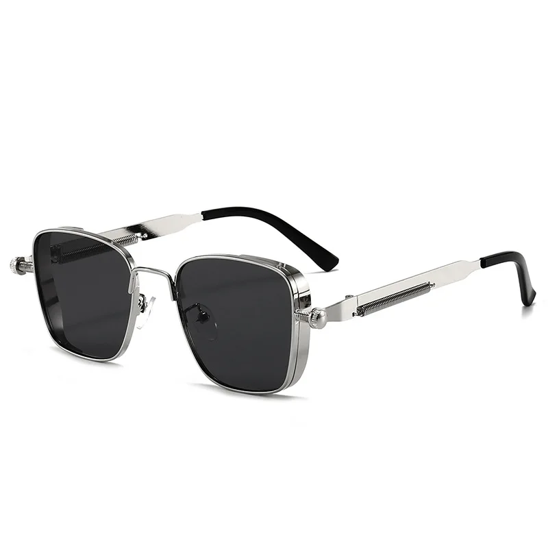 Retro Square-shaped Steampunk Men\'s Sunglasses With Protection Round Face Metal High-end Style Suitable For Advanced Men 8479