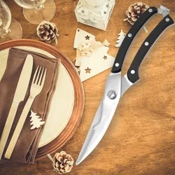 Stainless Steel Kitchen Scissors Powerful Chicken Bone Scissors Cook Shear Cut Multifunctional Scissors Chef Scissors Knife Tool