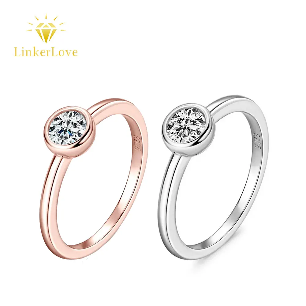 

LinkerLove кольцо с муассанитом, ободок, бриллиантовое обручальное кольцо для женщин, розовое золото 18 карат, стерлинговое серебро 925 пробы, ювелирные изделия