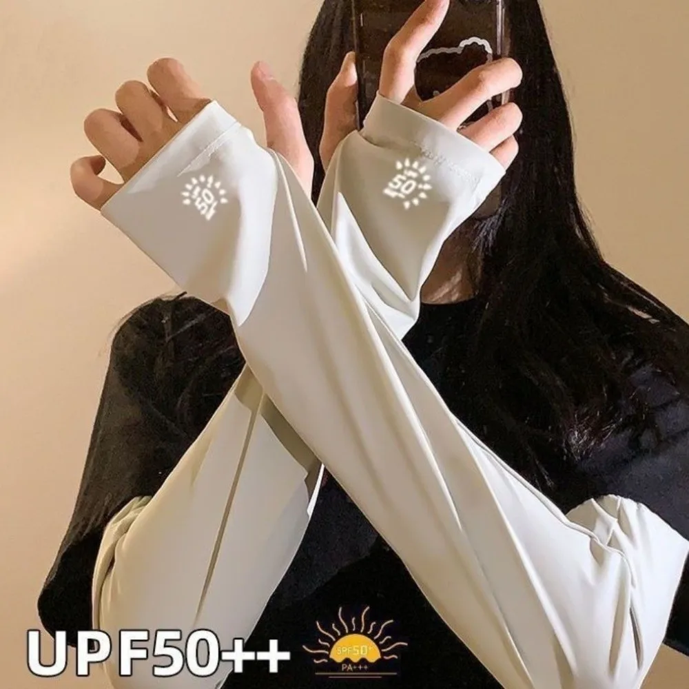 

Loose Songkran Festival Ice Silk Sleeves Lightweight Cooling Effect Breathable Arm Covers Polyester Elastic Fabric