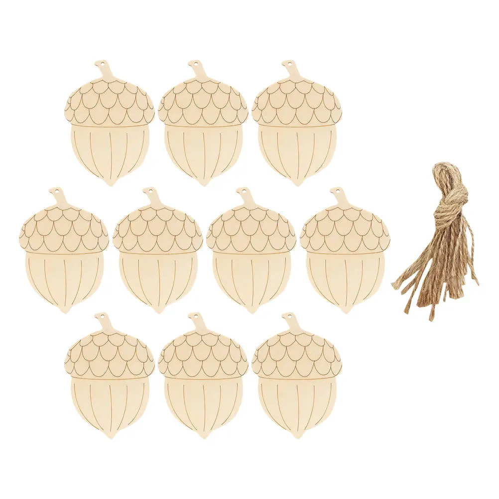 

10Pcs Wooden Blank DIY Ornaments Unfinished Wood Cutouts Thanksgiving Fall Craft Supplies Painting Decorations