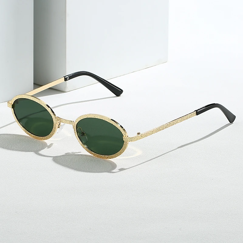 خمر البيضاوي المعادن النظارات الشمسية النساء الرجال الرجعية الفاخرة العلامة التجارية نظارات شمسية الصيد القيادة نظارات سيدة رجل UV400 نظارات واقية