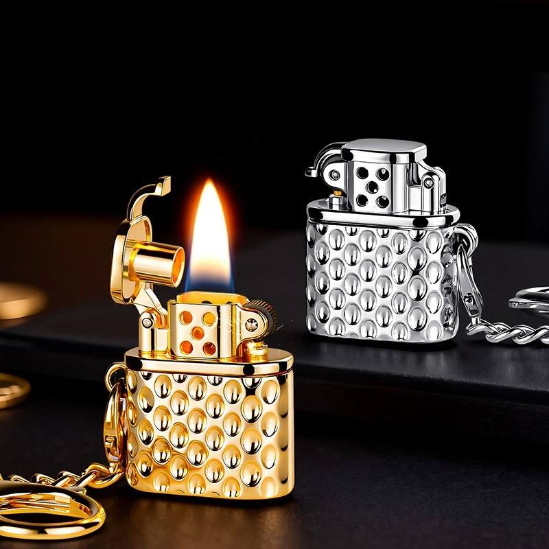 Good New Portable Mini Fingertip Kerosine Lighter Creative Keychain Pendant style Grinding Wheel Lighter Men's Small Gift