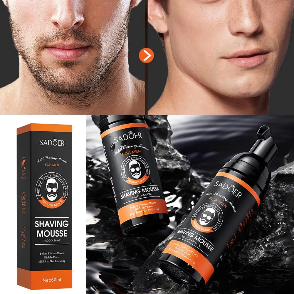 

60ml Shave Gel Foam Gentle Moisturizing Shaving Cream For Refreshing Cleaning Softening Beard Foam Shaving Gel For Men H2D7