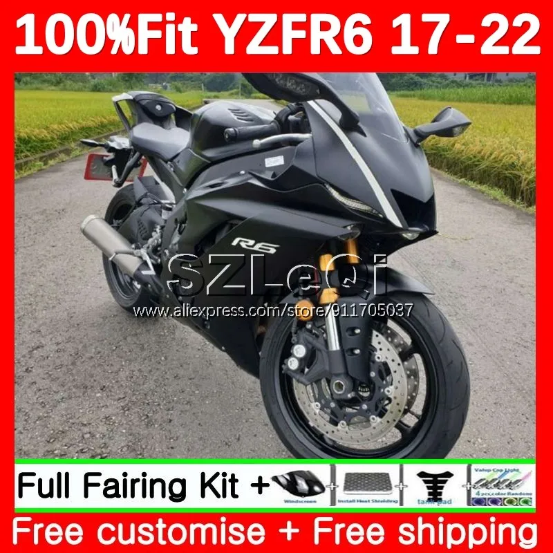 Injection Body For YAMAHA YZF R6 R 6 YZFR6 17 18 19 20 21 22 126No.104 YZF-R6 Matte Black 2017 2018 2019 2020 2021 2022 Fairing