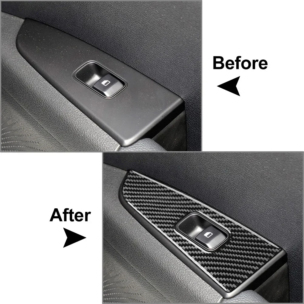 RHD Carbon Fiber Car Window Lift Switch Panel Cover Decoration Accessories For Kia Forte Cerato K3 2019 2020 2021 2022 2023