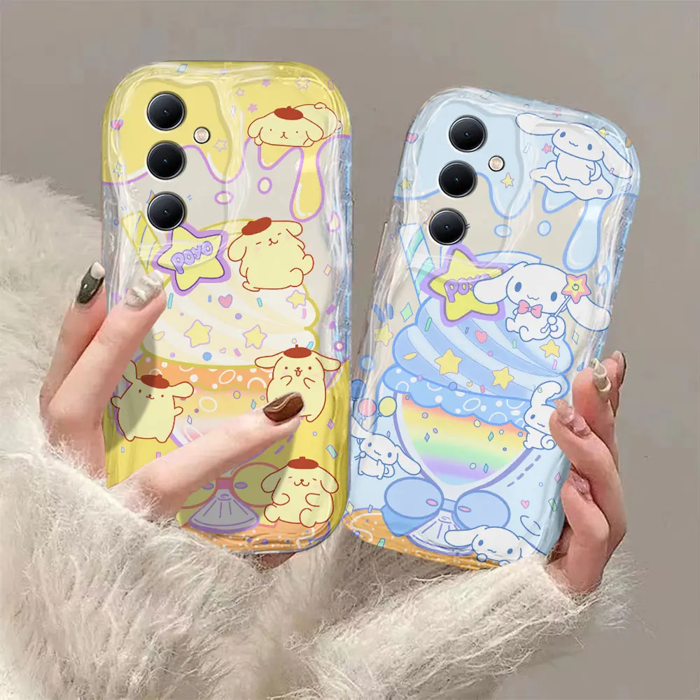 Cute Pompompurin Cinnamoroll 3D Wave Case For OPPO Realme 12 11 10 9 8 7 6 5 Pro Plus C67 C55 C31 C35 C11 C12 C15 C20 C21Y Cover