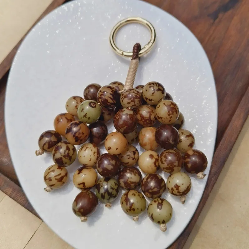Natural Bodhi Seed Mala Tiger Stripe Prayer Beads for DIY Jewelry Making Vintage Style Bag Accessories Lucky Charm Handmade Gift