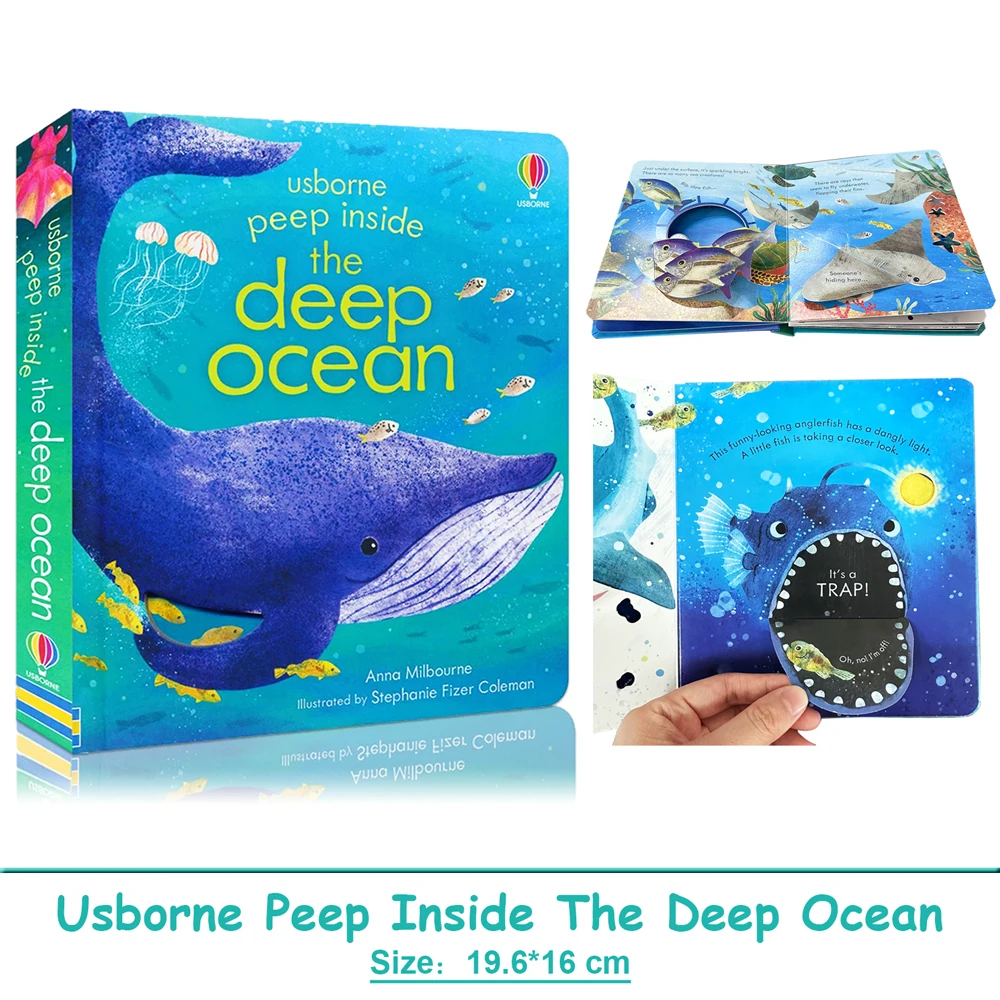 

Usborne Peep Inside The Deep Ocean 3D книга с картинками для детей, детская развивающая английская книга Монтессори, обучающие игрушки