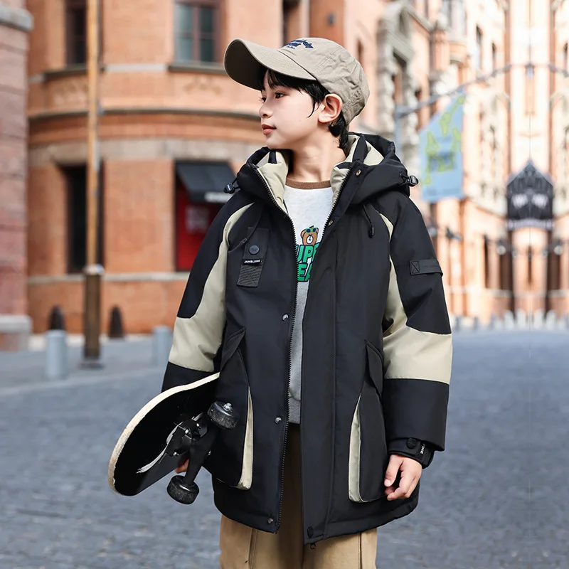 

UNITIM -30 Degree Boys Winter Down Jacket White Duck Down Thick Thermal Junior Boy Coat 6-14 Years Kids Boy Parka Outerwear Coat