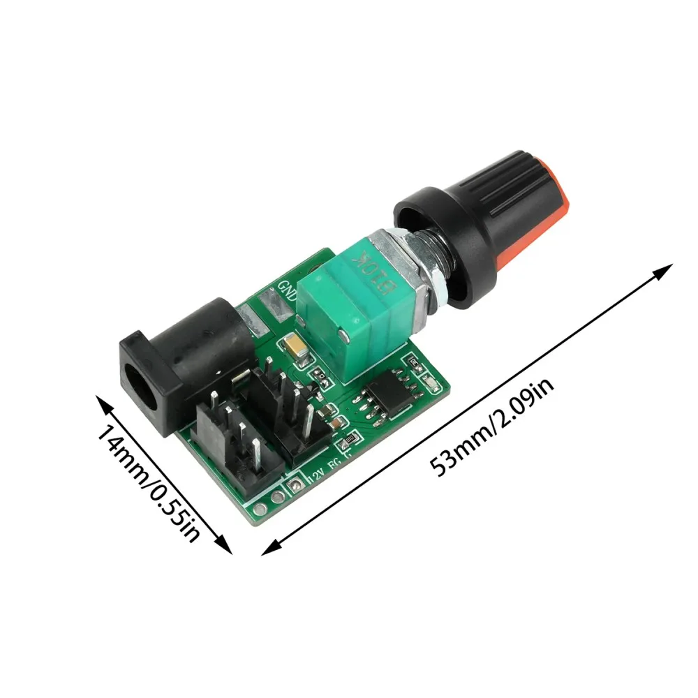 DC Motor Driver 12V PWM Fan Adjustable Speed Controller with Potentiometer Knob Switch 5A Dual-Way 4 Wires Motor Speed Governor