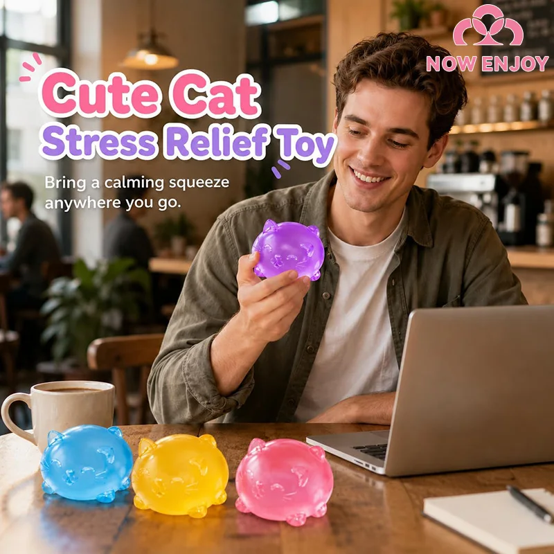 New Mini Cute Cat Maltose Squishy Toys Slow Rise Stress Relief Ball Sensory Fidget Toys for Adult Kids Anti-Anxiety Sensory Toys