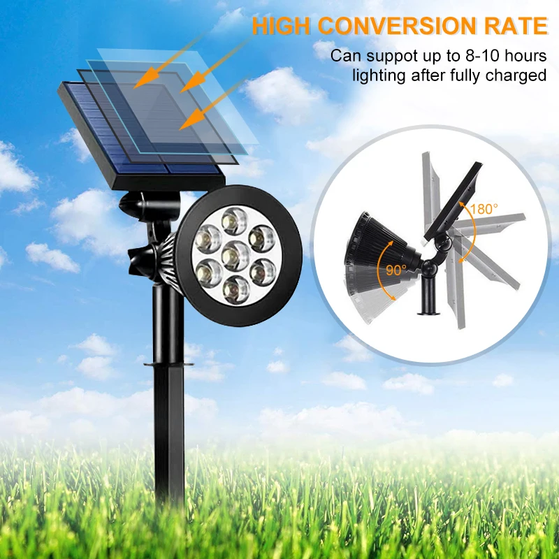 LED Outdoor Solar Lights RGB Changing Lawn Ground Lamp IP65 Waterproof Landscape Spotlights Garden Decoration Outdoor Lights