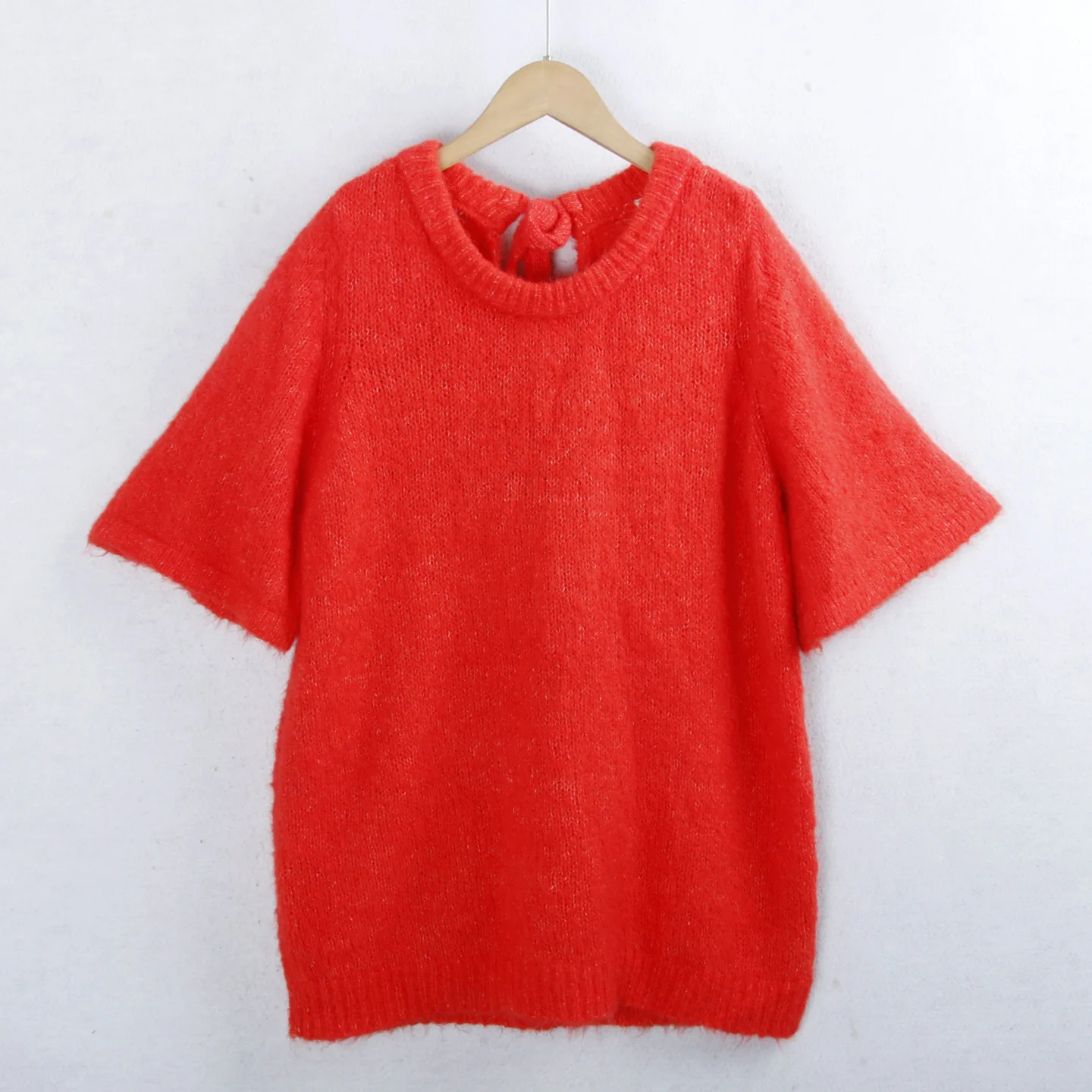 

Winter Knitted Sweater with Ba Strap ort Sve round Ne plus Size Color Versatile Faionable Women's Knitwear