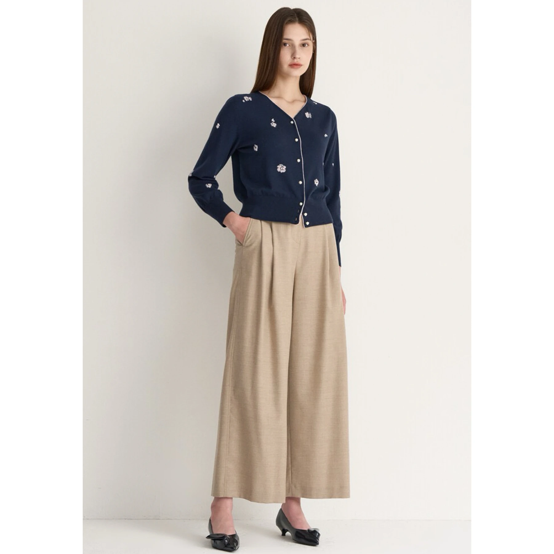 

Ele V-Ne Knitted Woolen Cardigan Lemon Cheese MIN25 Autumn Bestseller Embroidered Beaded Open-irt Sle Long Sve