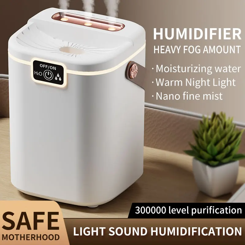 Three Nozzle Desktop Humidifier With Night Light 2L Large Capacity 5 Gears Adjustment Mist Humidification Water Purification