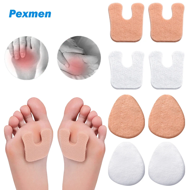 Pexmen 2/4Pcs Felt Callus Pads for Rubbing on Shoes Reduce Foot and Heel Pain Prevent Blister Self-Stick Pedi Cushions Stickers