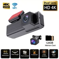 4K+1080P Dual Camera, Dash Cam Front And Rear With Night Vision, Loop Recording, Wide Angle Car DVR With 1.97\