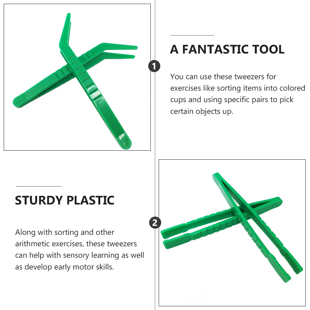 

6Pcs Kids Tweezers Plastic Forceps for Early Learning Development Fine Motor Skills Sensory Play Sorting Activities Craft Beads