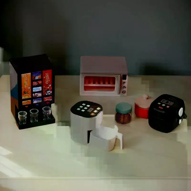 1/12 Scale Miniature Dollhouse Kitchen Appliance Model, Simulation Air Fryer Beverage Machine Oven Rice Cooker Decor Ornament
