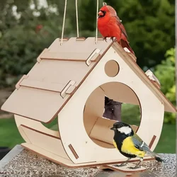 Hanging wooden bird feeders Aviary DIY assembled outdoor garden decorative feeders Birdcage Birdhouse
