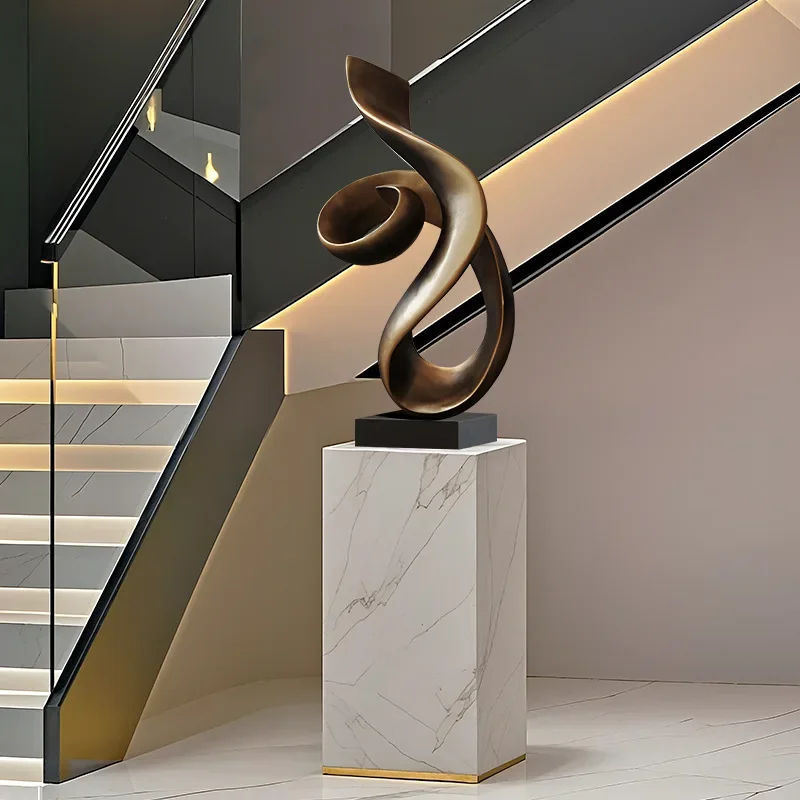 Modern simple abstract resin sculpture hotel lobby floor decoration villa living room entrance handicraft ornament