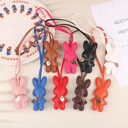 Cartoon PU Leather Rabbit Keychain Cute Bunny Keyring Fashion Bag Pendant Handbag Hanging Decoration For Women Gifts