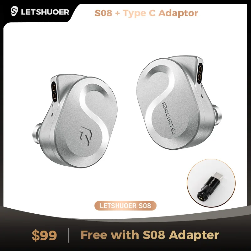 Letshuoer S08 Fourth Generation in Ear Monitor Earphone Dual-coil 13mm Planar Magnetic Driver HiFi Wired in Ear Earbuds