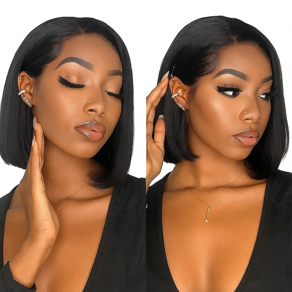 قبل قطعها 13x4 قصيرة بوب البرازيلي شعر ريمي HD شفاف الدانتيل الباروكات الأمامية العظام شعر طبيعي مفرود باروكة للنساء للبيع