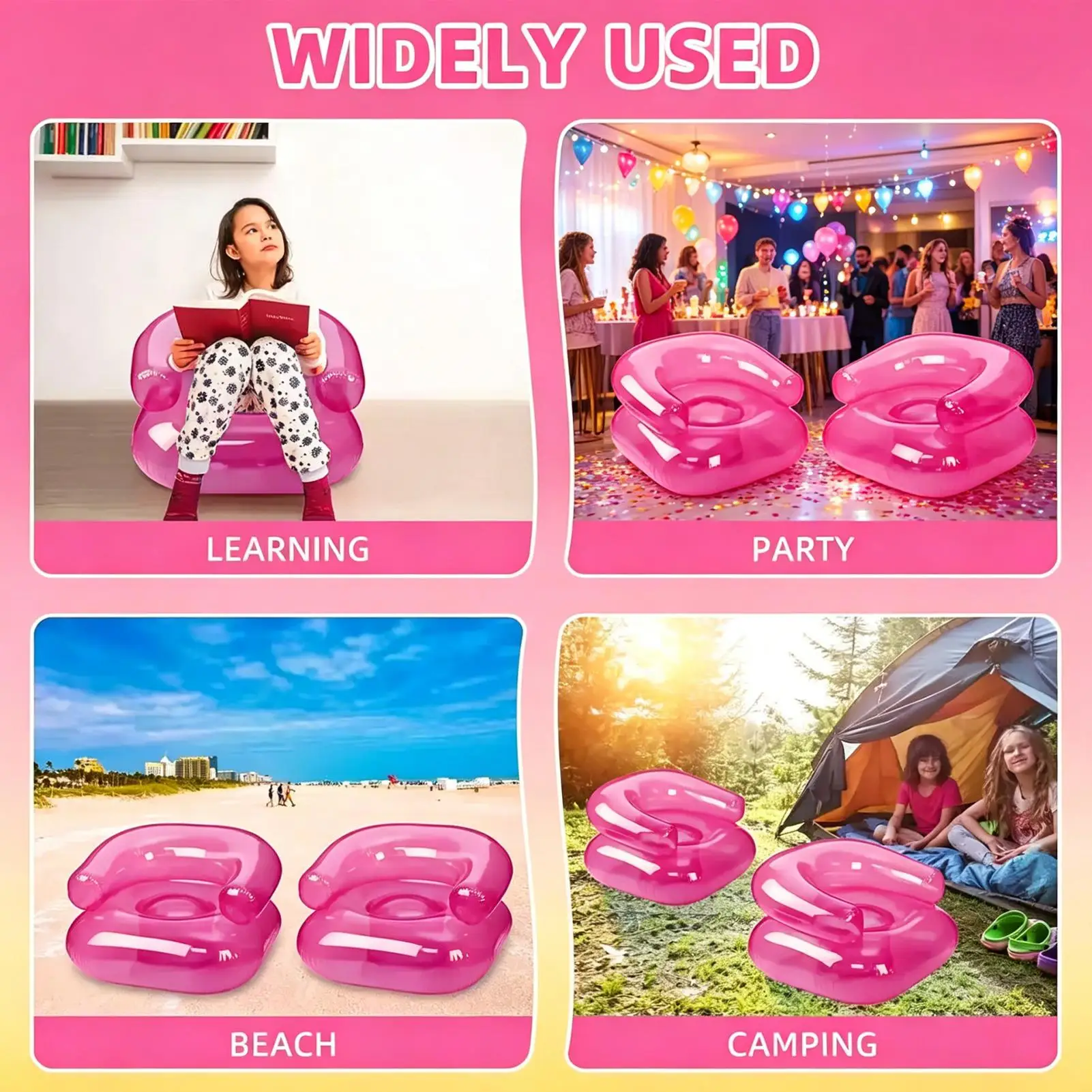 Inflatable Chair Waterproof Thickened Pvc Portable Seat Blow Up Chairs For Camping Beach Party Pool Indoor Outdoor Swimming