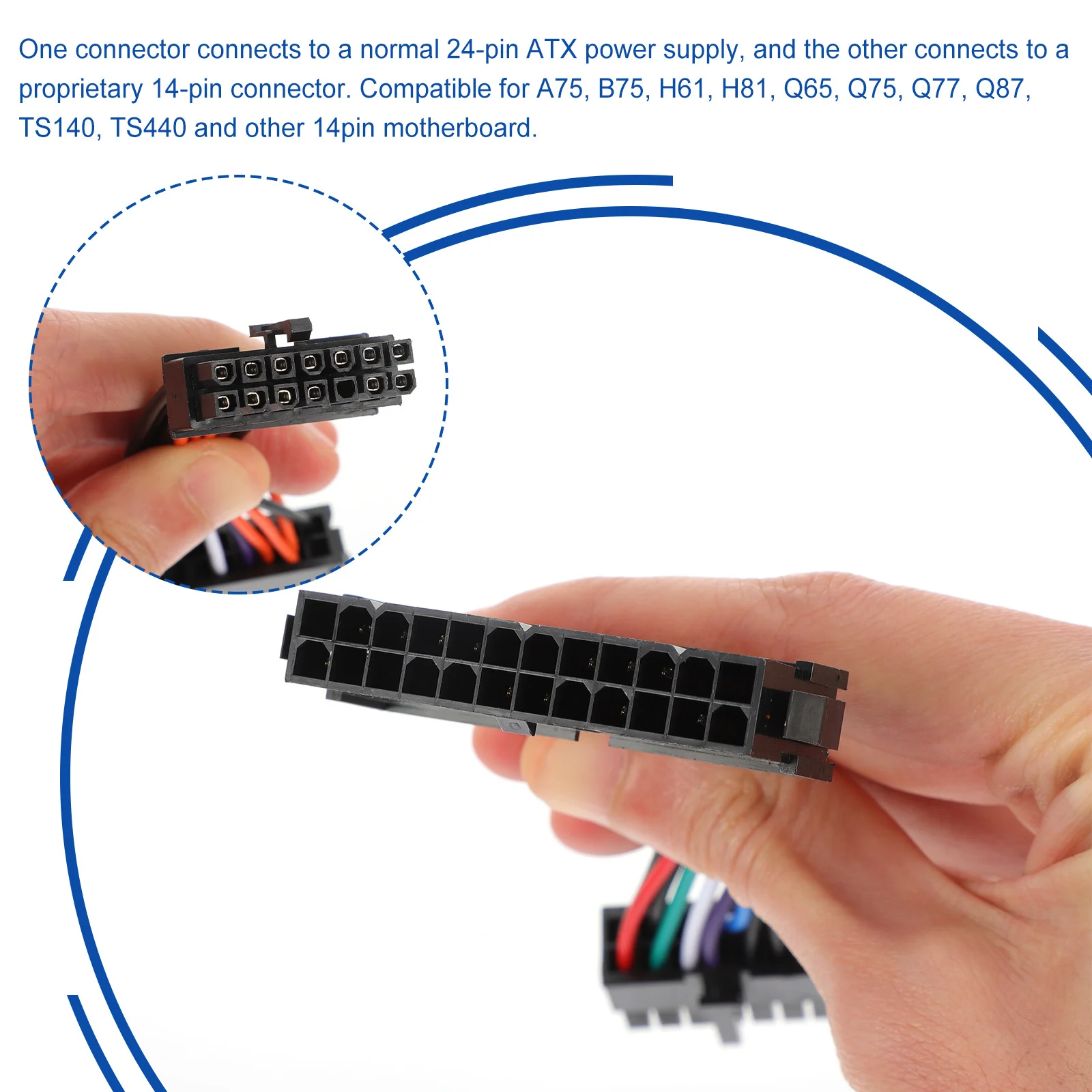 

Atx Power Supply Cable 24-Pin to 14-Pin Adapter Replacement Compatible for A75 H81 Q65 Q77 Q87 Ts140 Ts440