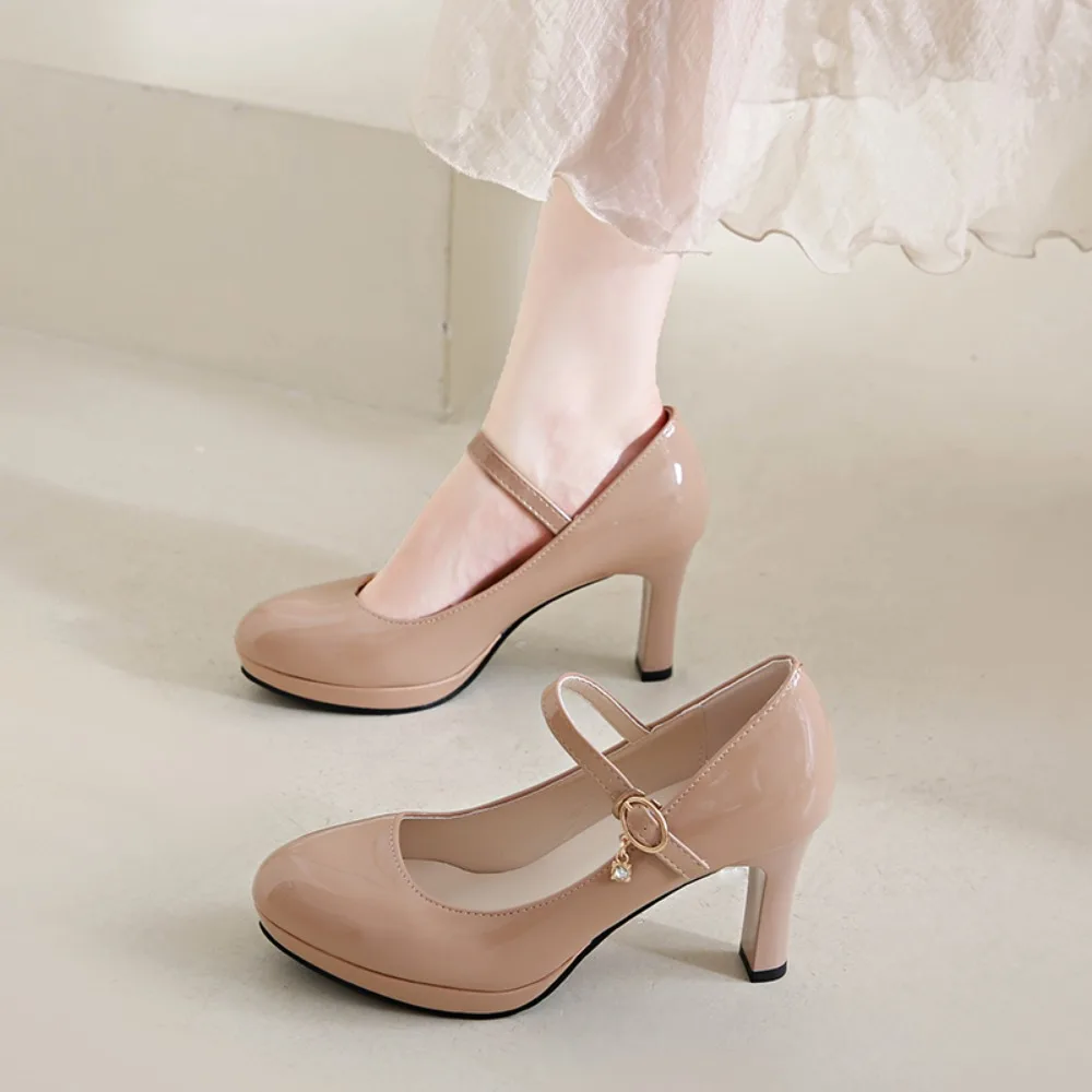 2025, schwarze High Heels für Damen, Frühlings-Freizeitschuhe, Damen-High-Heels, einfarbig, Keilschuhe, Übergröße, High Heels, Größe 34–42 – Detail 13