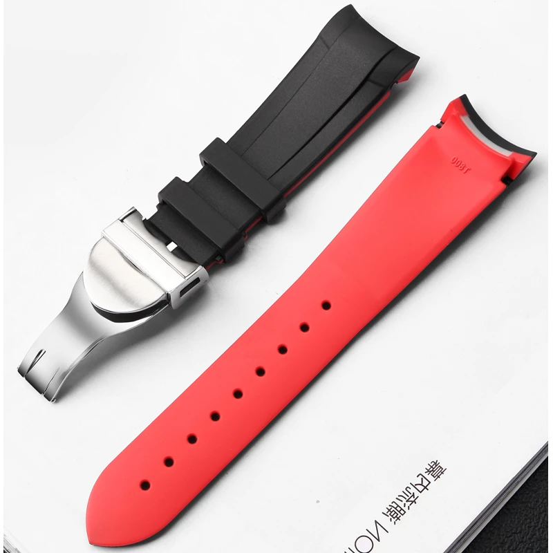 For Tudor Black Bay IWC Omega Seamaster strap 22mm Black Blue Red Green Curved End Soft Silicone Rubber Wrist Watch Band