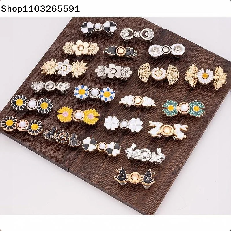 For Loose Jeans Skirts Dresses Daily Wear Alloy No Sew Waist Tightener Buttons Various Cute Designs Adjustable Size