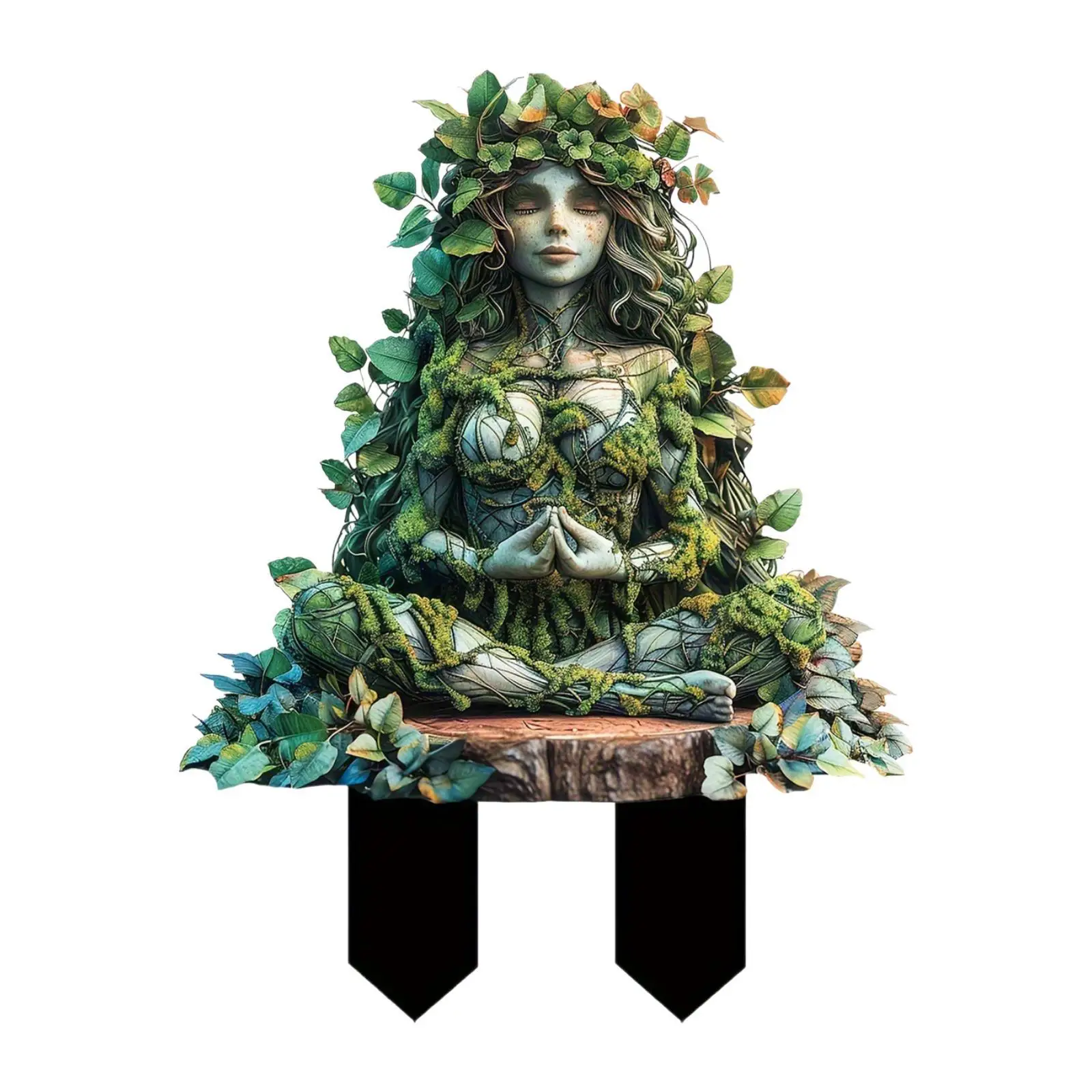 Statue de fée sur piquet, ornement en acrylique, Sculpture 2D, Plaque de cour féerique