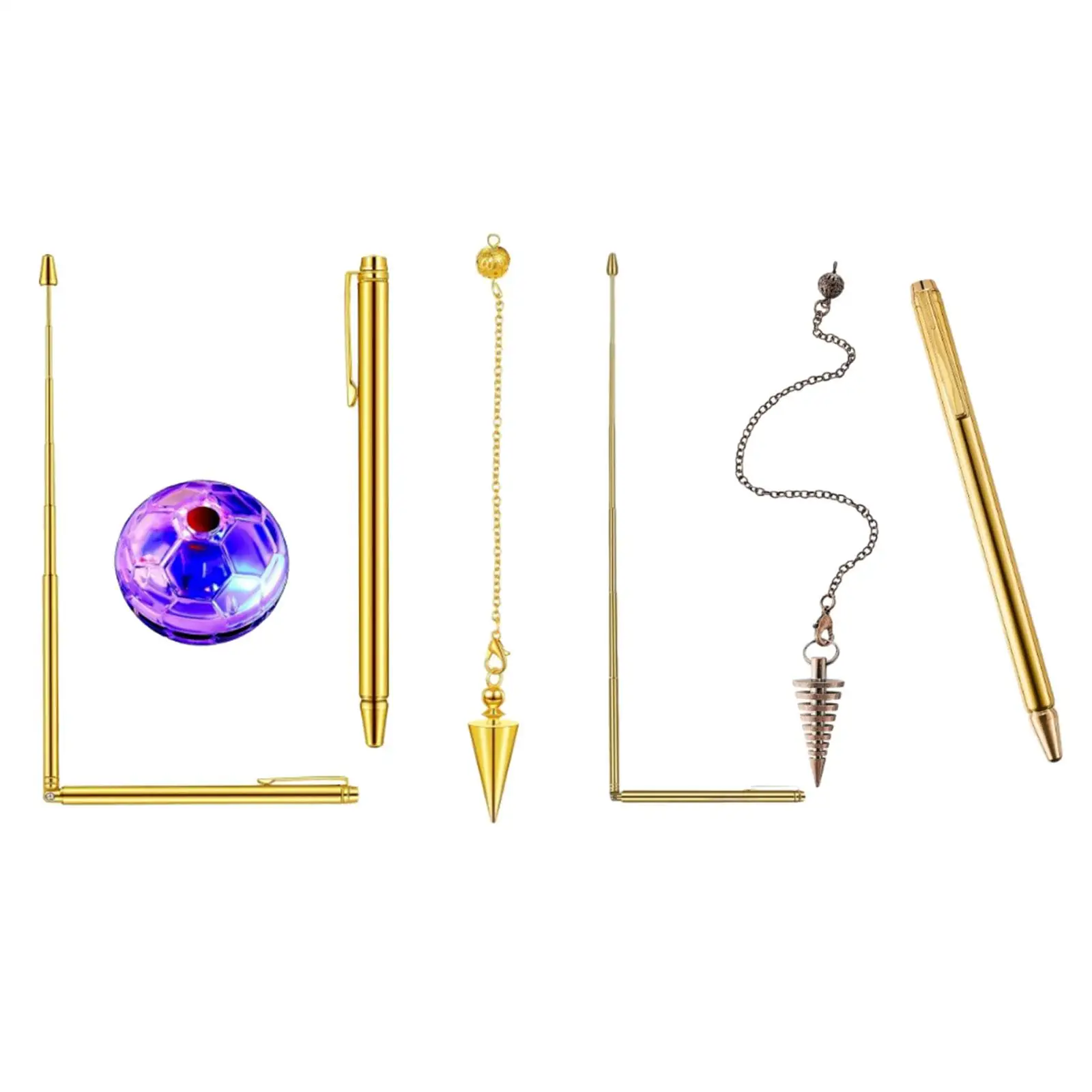 Dowsing Rods Copper Set Copper Handle Portable Convenient Hiking Divining Rods Pendulum Pendant Novices Beginner Amateur