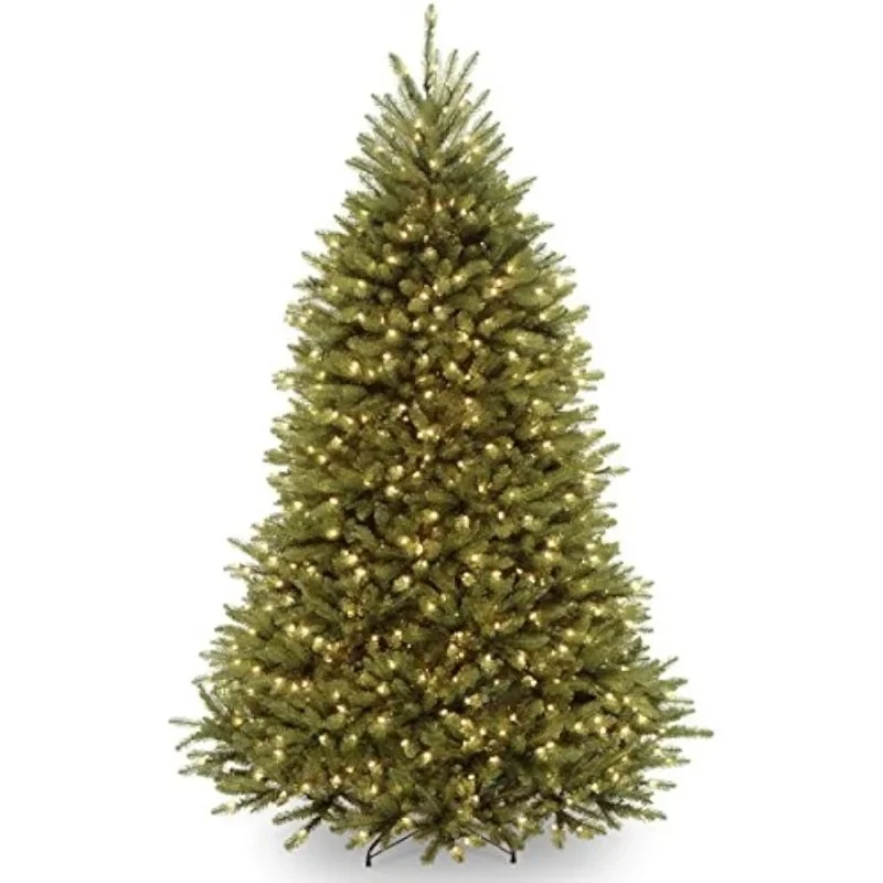 

Company Pre-Lit Artificial Full Christmas Tree, Green, Dunhill Fir, White Lights, Includes Stand, 6.5 Feet