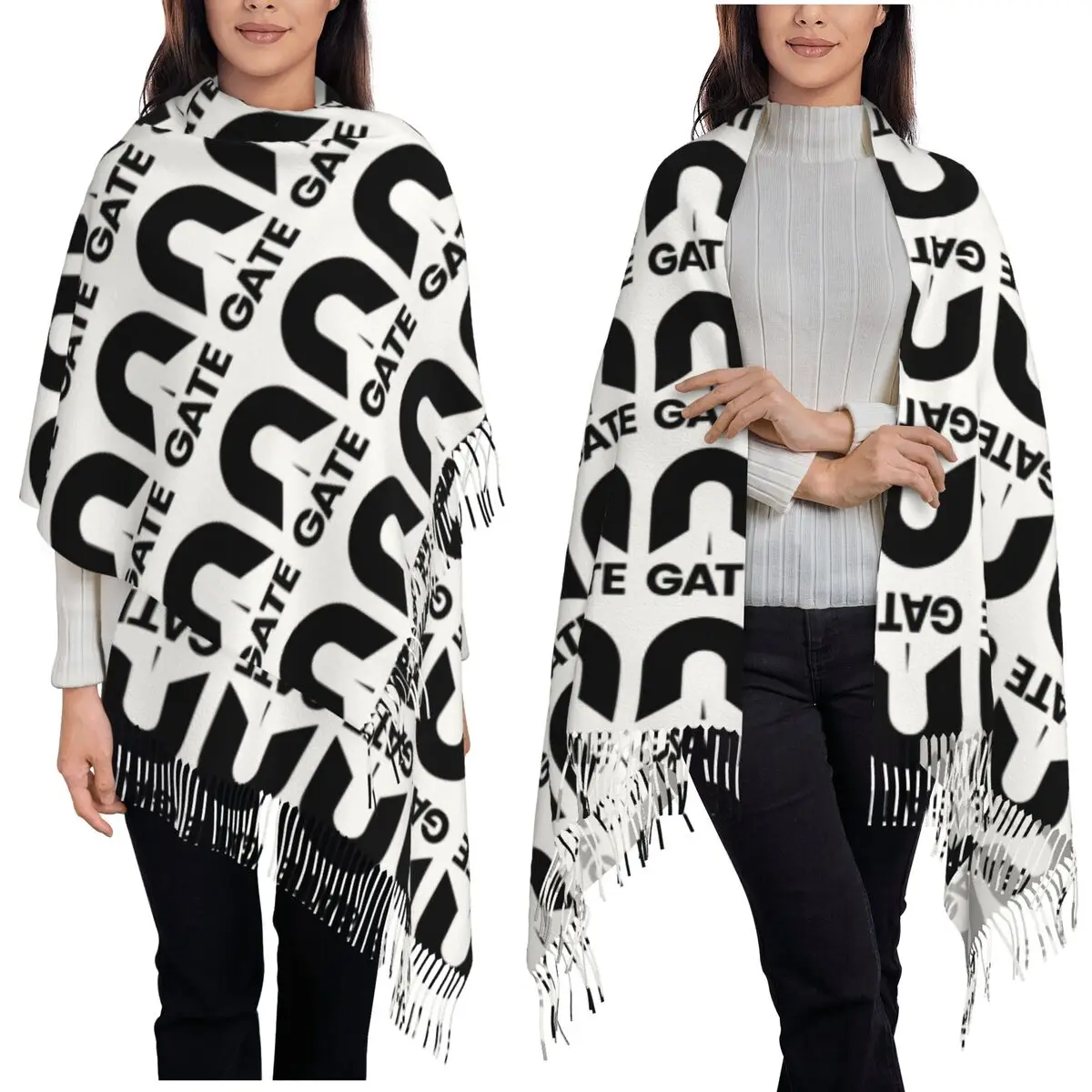GATE Scarf Tassel Scarves for Women Soft Warm Shawls and Wraps Large Fall Winter Shawl Wrap