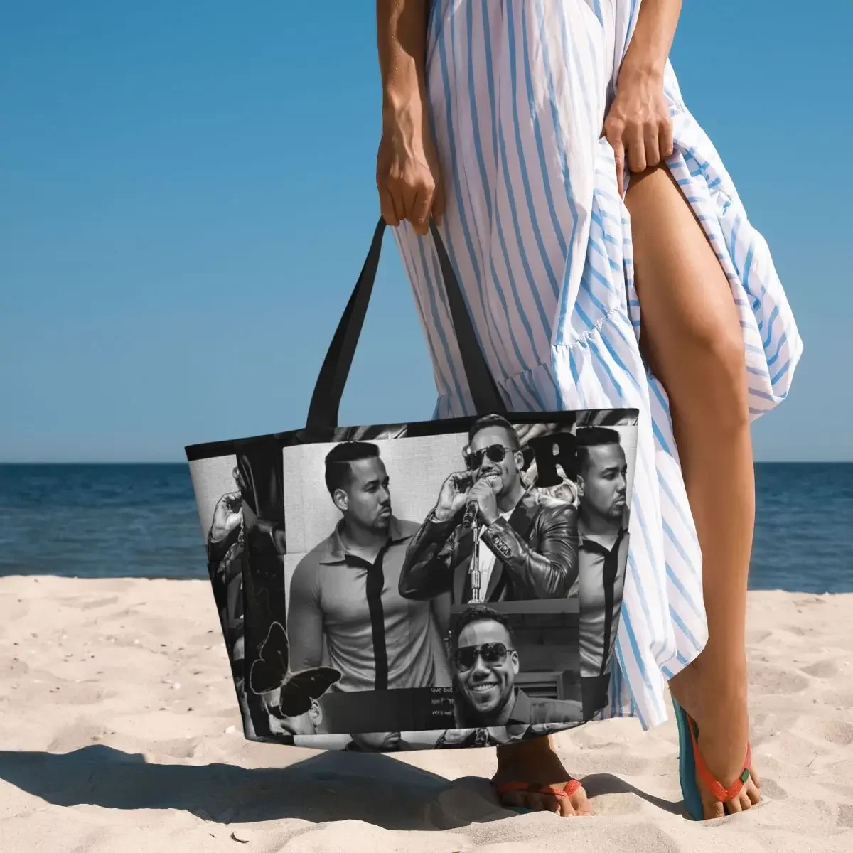 Latin Singer Romeo Santos Beach Tote Bag Sport Gym Yoga Duffle Large Tote Bag Women Travel Bag Fitness bag