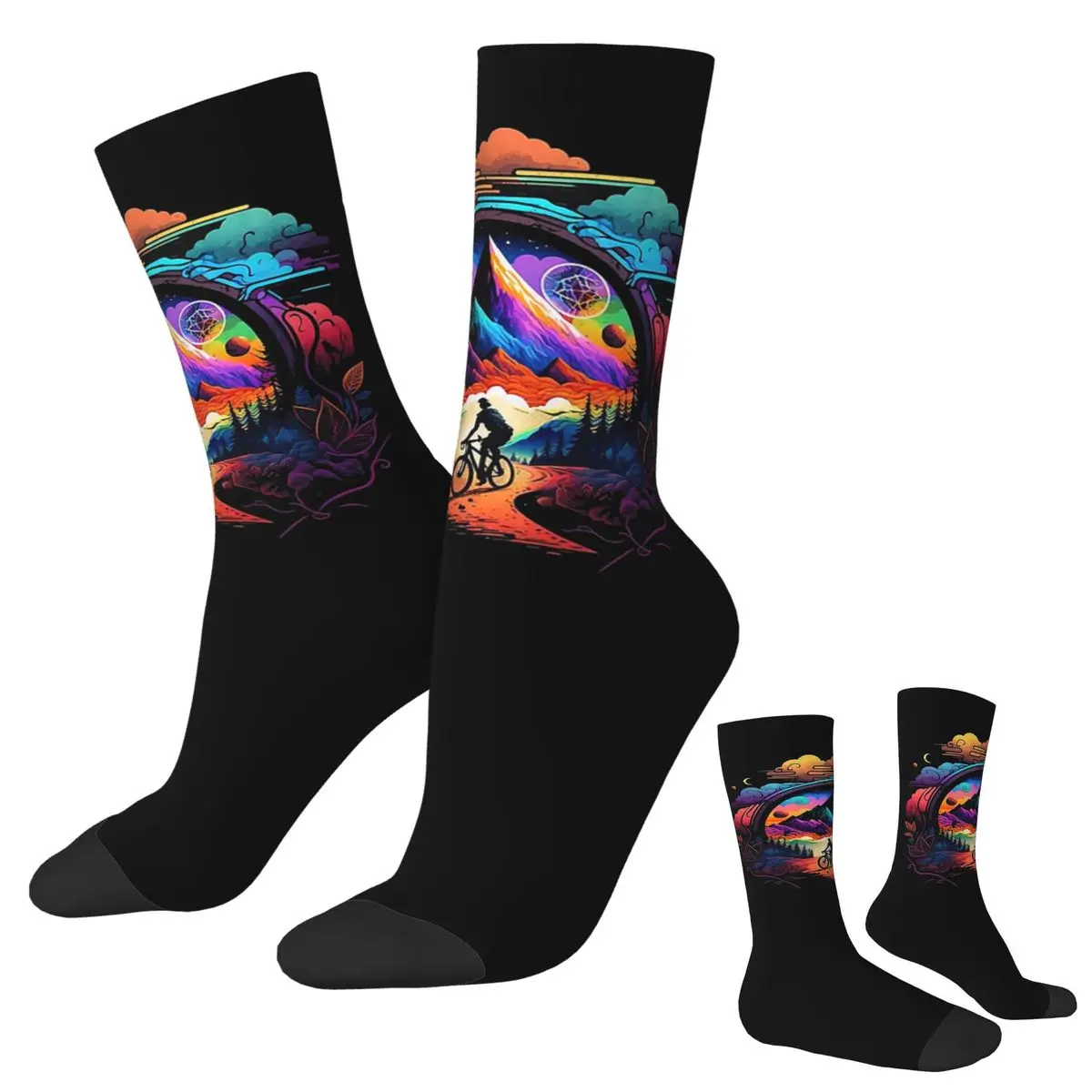 

Bicycle Day 1943 Colorful Psychedelic Art Socks Harajuku Super Soft Stockings All Season Long Socks for Unisex Christmas Gifts
