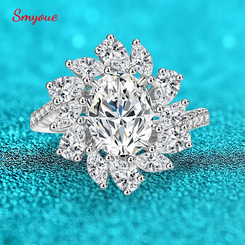 

Smyoue 2CT Oval Cut 3 Colors Moissanite Wedding Rings for Women Green Gemstone S925 Sterling Silver Jewelry with Certificate