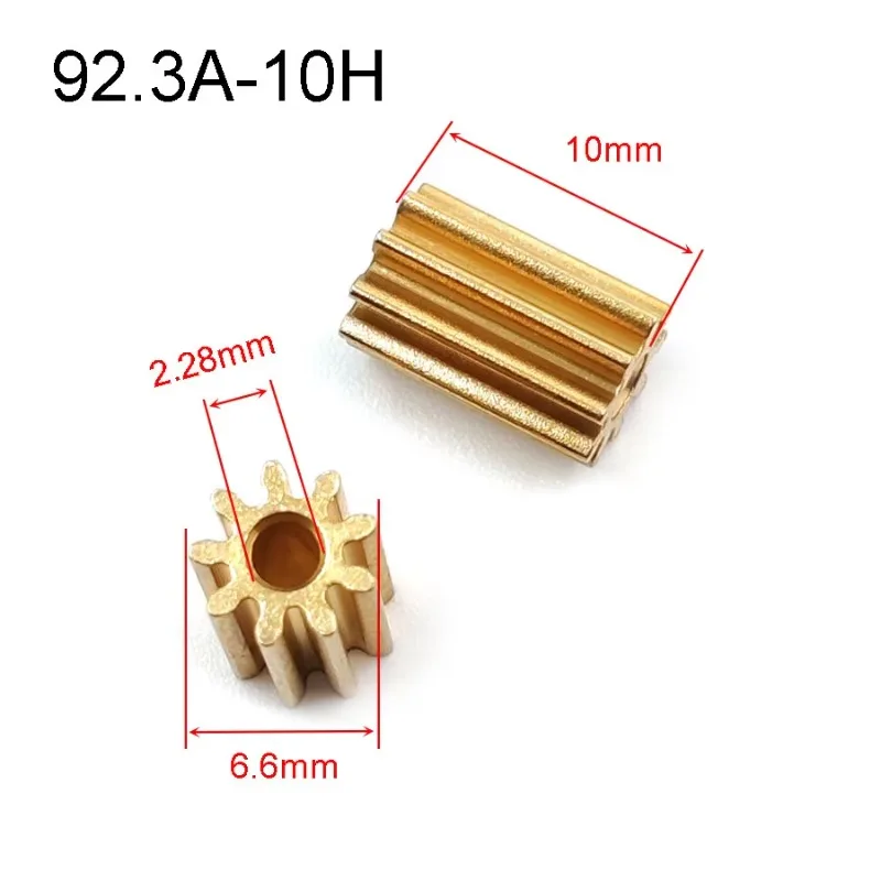 10PCS 9T 0.6M Copper Metal Gear OD6.6MM 9 Tooth 2/2.3mm Hole Repair Hardware Motor Parts 92A 92.3A