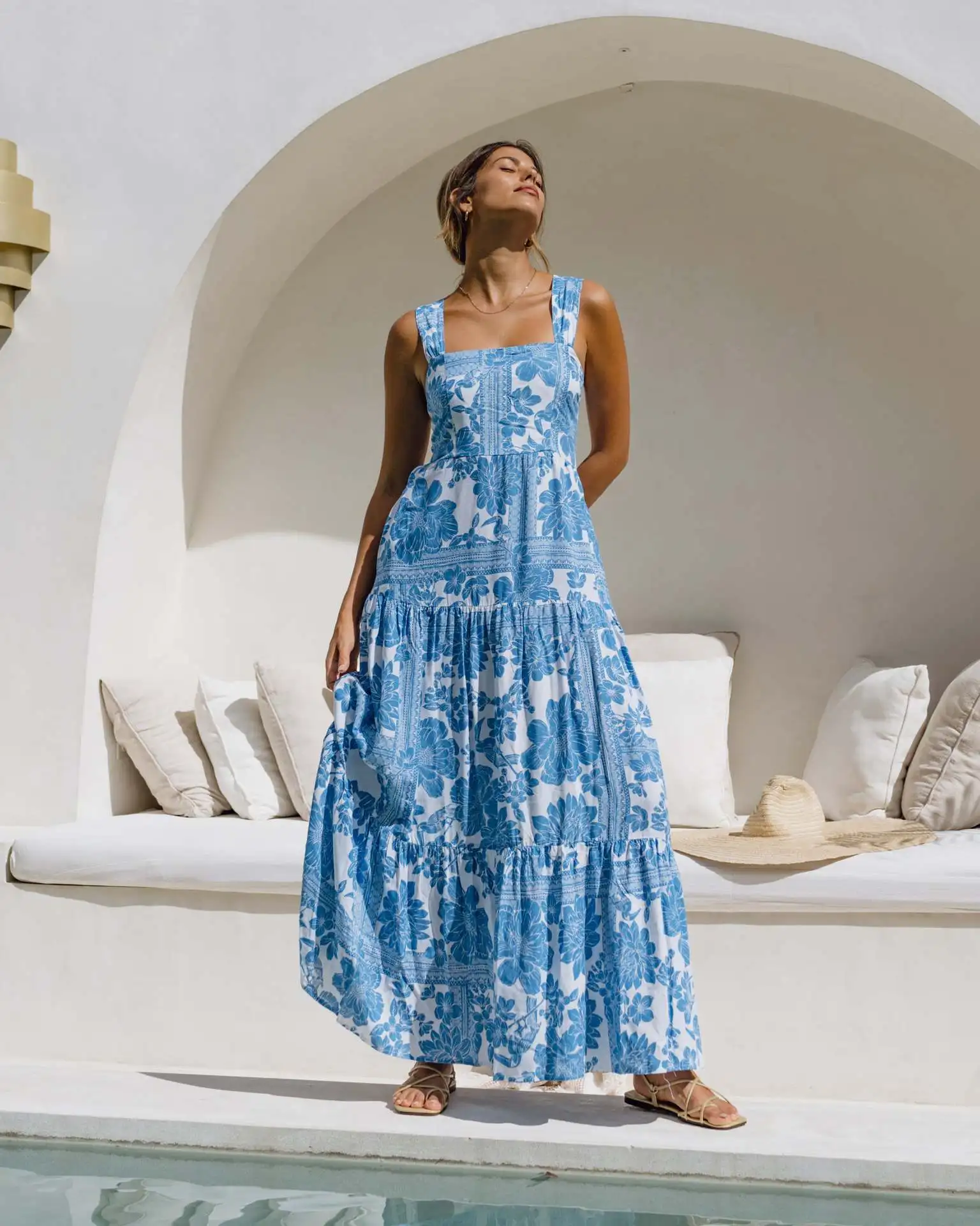 Abito Boho estivo da donna Fahsion senza maniche con stampa Abiti da festa da spiaggia Elegante abito casual da donna per le donne Robe Femme