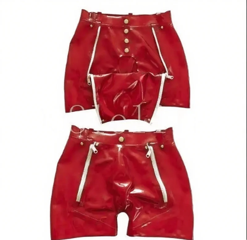 

Latex Rubber Masquerade Halloween Cosplay Party shorts pants Suit Zippers on both sides