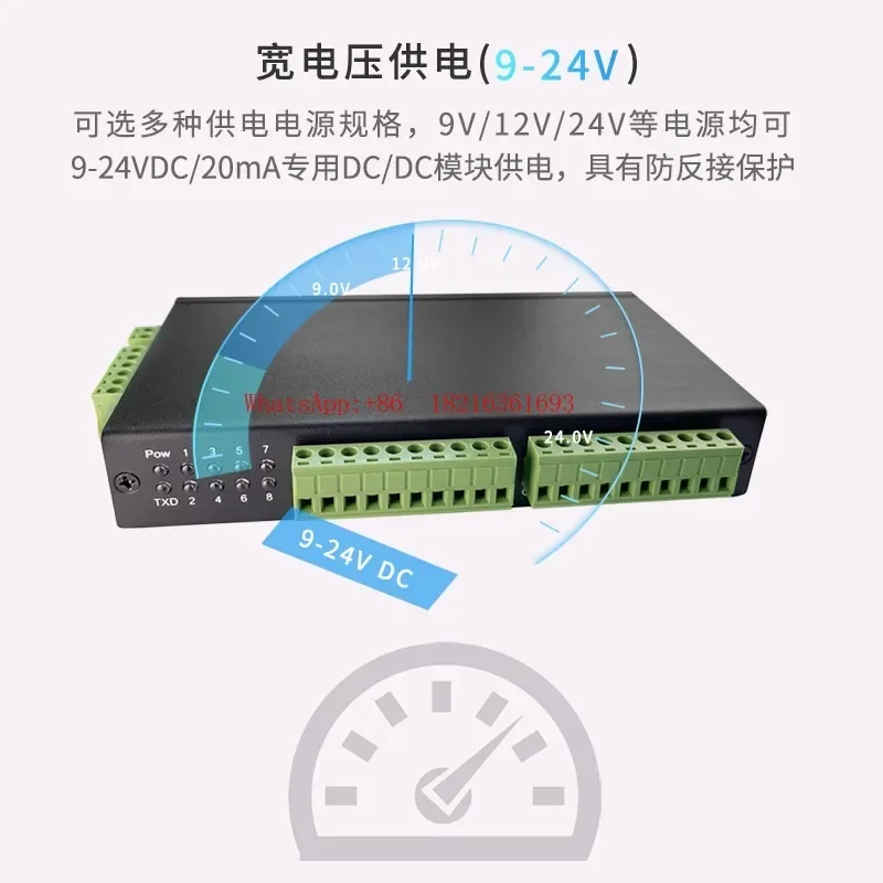 Limited Offer 8-Port Reinforced 485 Hub 8-way Repeater Distributor Sharer Magnetic Isolation Guide Rail Installation