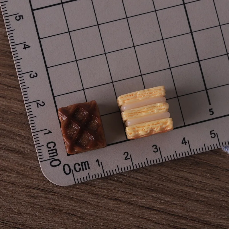 3pcs Mini Waffle Sandwich Bread Resin Cake Model Fake Food Dollhouse Miniature DIY Resin Accessories Handmade Photography Prop